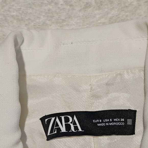 Zara White Blazer Size S Rolled Up Sleeves Business Casual Minimalist Office - Picture 7 of 12